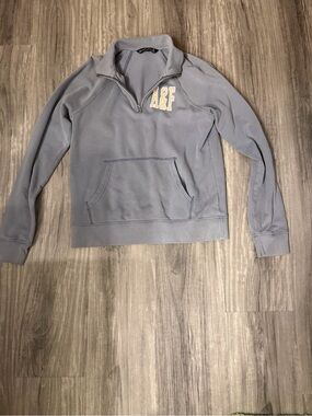 Abercrombie & Fitch Women’s Light Blue Quarter-Zip Pullover with A&F Applique